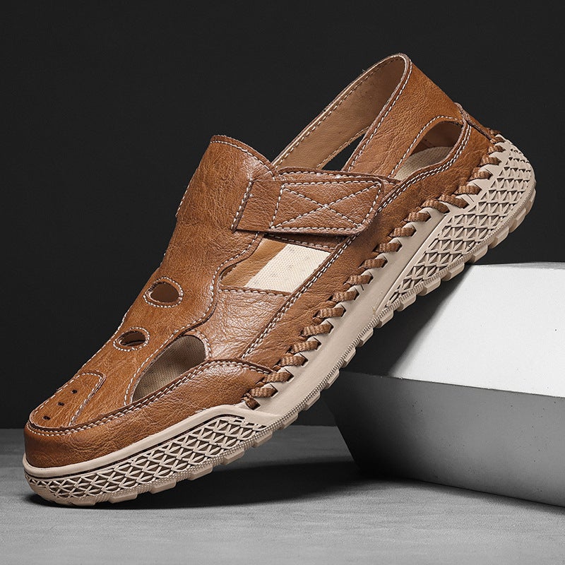 2025 -Selling Closed-Toe Sandals For Men, Summer Beach Sandals, Trendy Men'S Hand-Stitched Large Size Slippers - Image 2