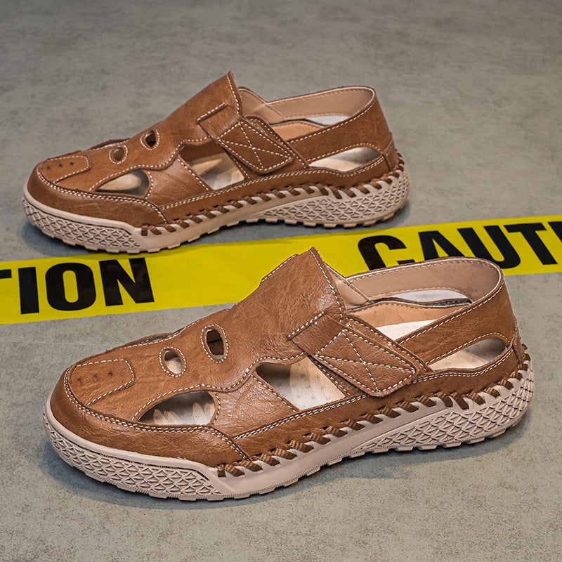 2025 -Selling Closed-Toe Sandals For Men, Summer Beach Sandals, Trendy Men'S Hand-Stitched Large Size Slippers - Image 5