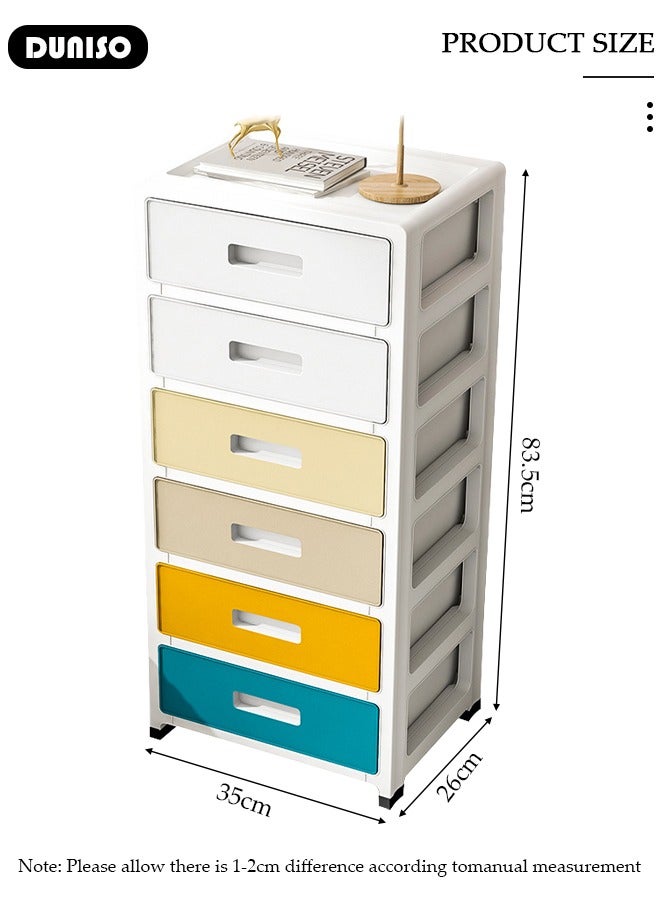 DUNISO 6 Layers Drawer Storage Cabinet Drawer Plastic Containers Box with Wheels 35CM Wide Slit Cabinet Drawer Unit Multipurpose Drawer Storage Organizer for Kitchen Bedroom Bathroom and Living Room  - Image 2