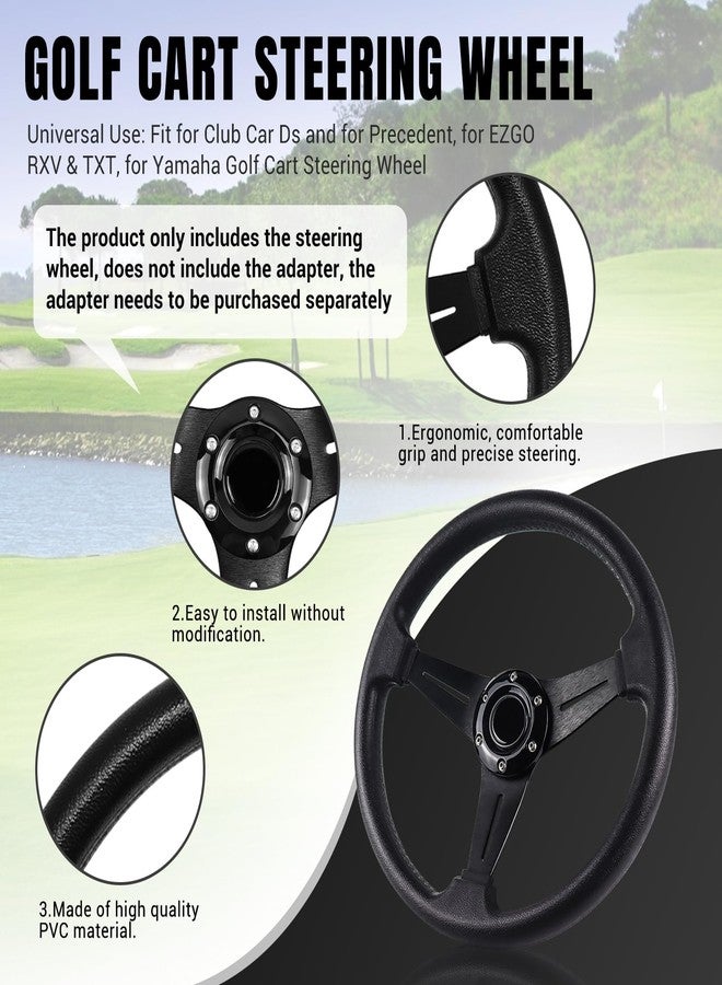 LOSCHEN Golf Cart Steering Wheel Universal Design for Club Car Ds and Precedent EZGO RXV & TXT, for Yamaha Golf Cart Steering Whee-Black Strip - Image 2