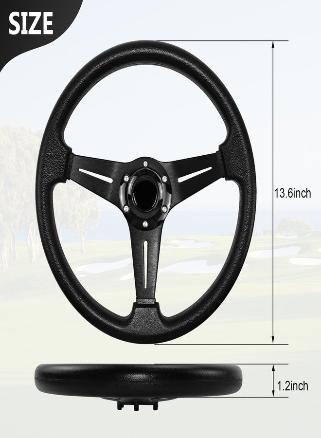 LOSCHEN Golf Cart Steering Wheel Universal Design for Club Car Ds and Precedent EZGO RXV & TXT, for Yamaha Golf Cart Steering Whee-Black Strip - Image 3