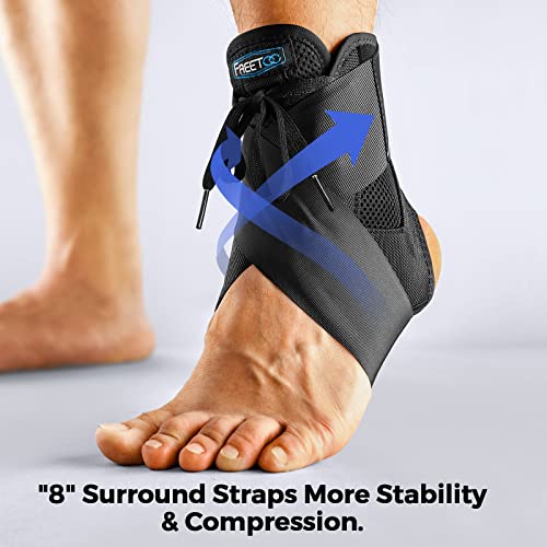 FREETOO Ankle Brace Maximum Metal Support for Men & Women, Compression Foot Support for Sprained Ankle, Plantar Fasciitis,Injury Recovery, Lace up Ankle Support for Running Volleyball Left/Right - Image 3