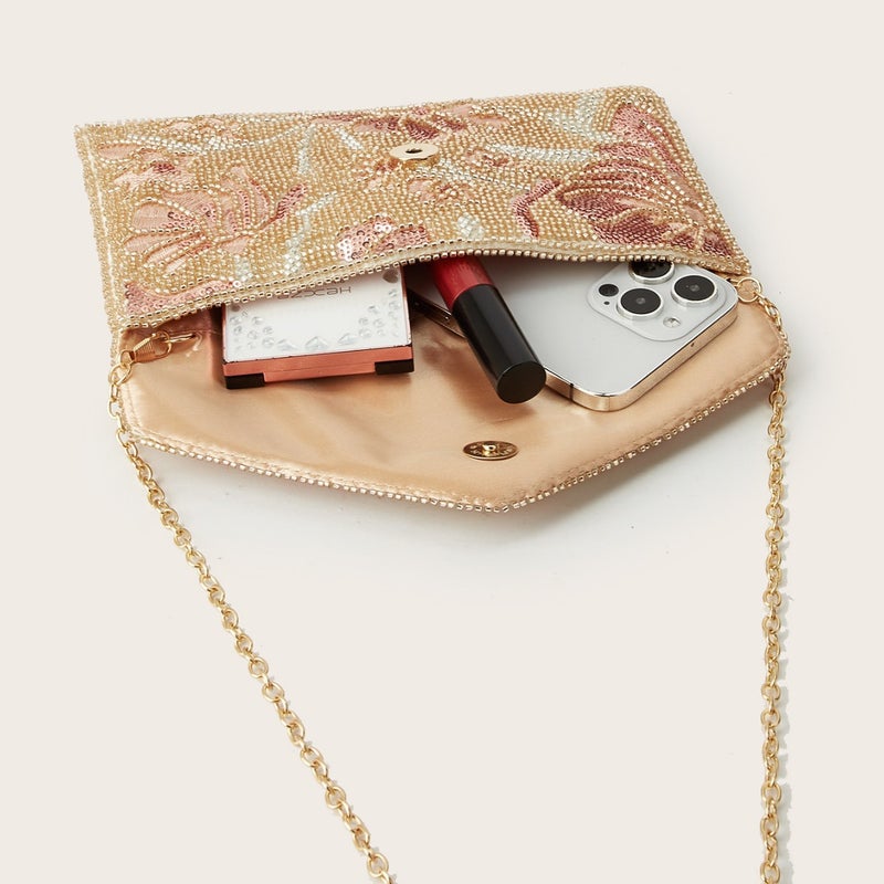 French Embroidered Chain Evening Shoulder Bag - Image 4
