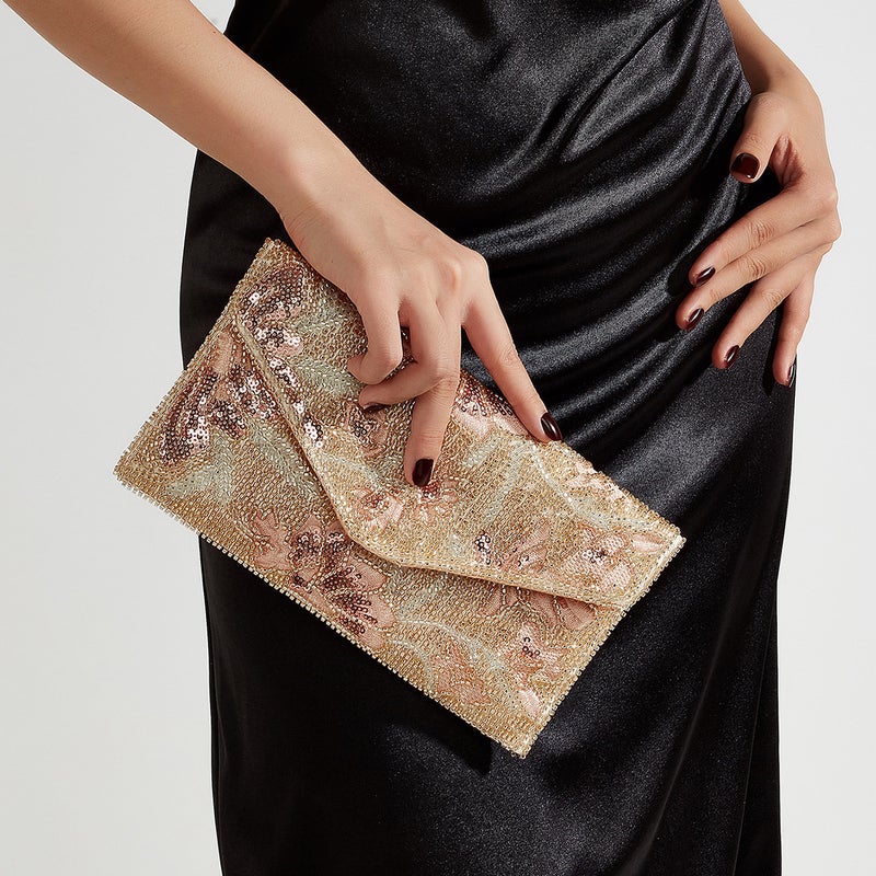 French Embroidered Chain Evening Shoulder Bag - Image 1