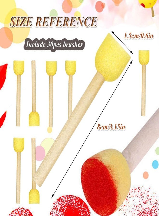 Whale 30Pcs Round Sponge Foam Brush Set for Painting Wooden Handle Sponge Brushes Painting Tools for Kids Painting Crafts and Arts (30PCS 1 Size) - Image 4