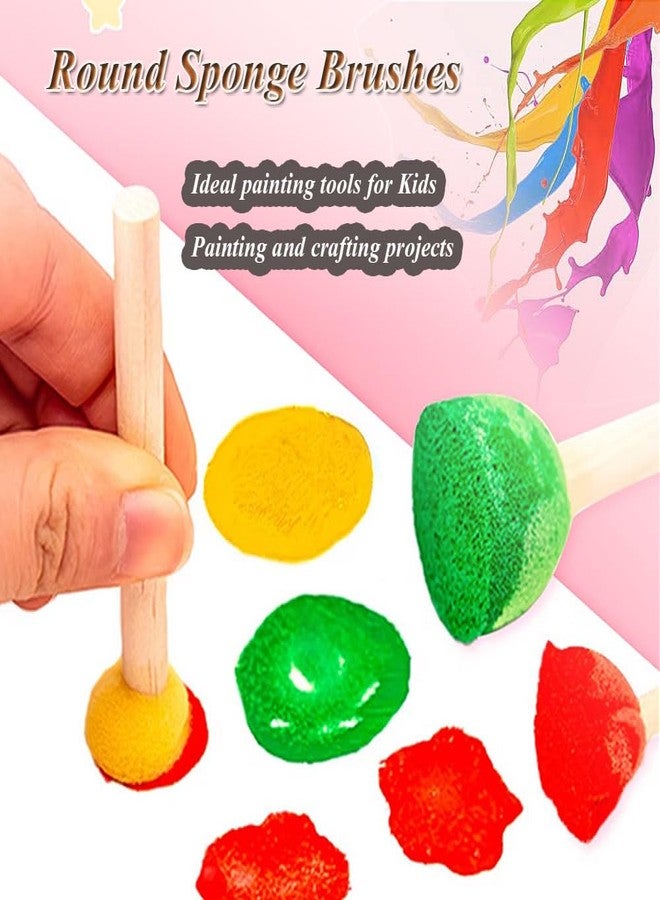 Whale 30Pcs Round Sponge Foam Brush Set for Painting Wooden Handle Sponge Brushes Painting Tools for Kids Painting Crafts and Arts (30PCS 1 Size) - Image 2