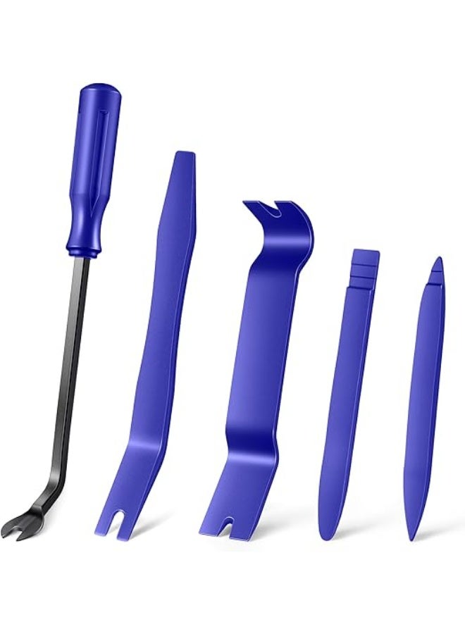 5 قطعة السيارات تقليم أداة إزالة الصواميل كيت لا خدش البلاستيك حدق أداة كيت - الداخلية الباب لوحة كليب السحابة إزالة مجموعة ل سيارة داش راديو الصوت المثبت الأزرق - Image 1