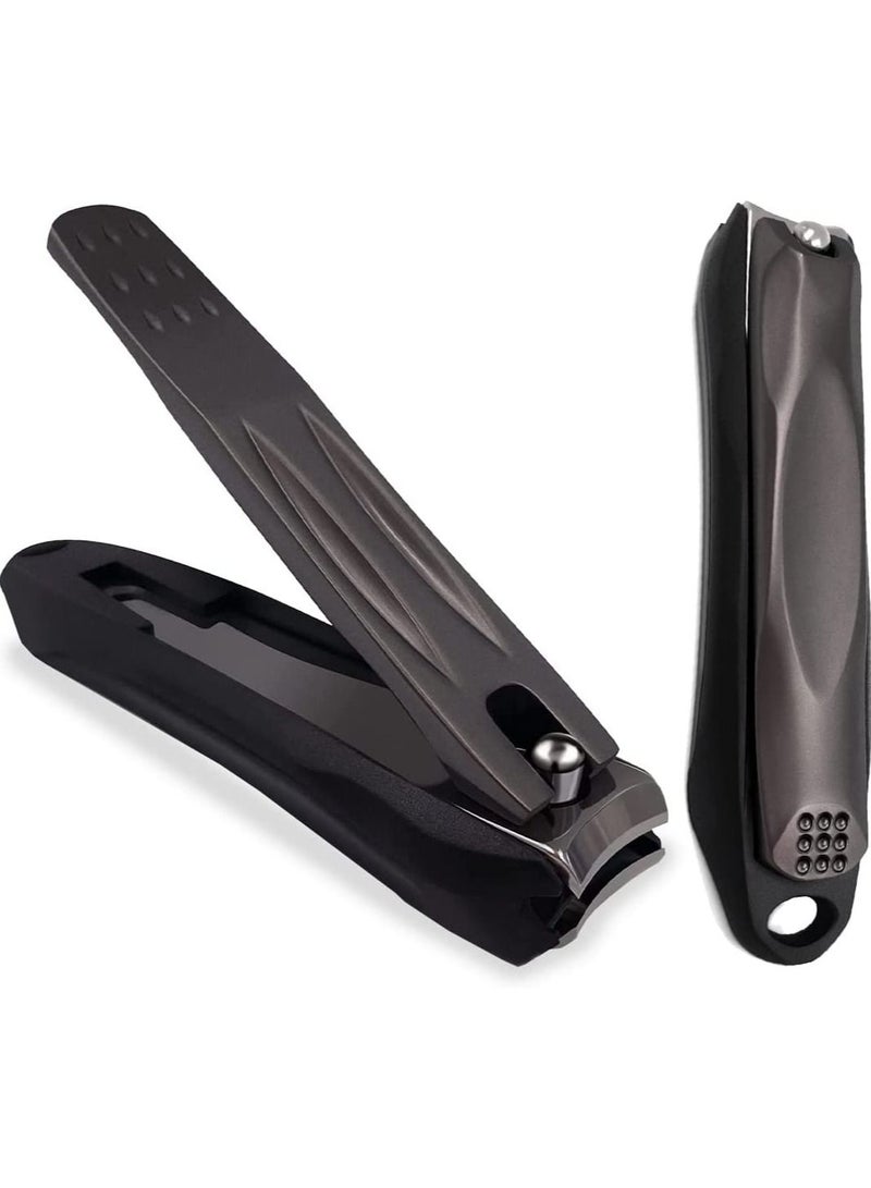 ORiTi مقص أظافر دقيق مع أداة التقاط الأظافر بدون رذاذ، أدوات مانيكير من الفولاذ المقاوم للصدأ باللون الأسود - Image 1