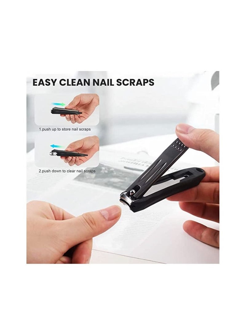 ORiTi مقص أظافر دقيق مع أداة التقاط الأظافر بدون رذاذ، أدوات مانيكير من الفولاذ المقاوم للصدأ باللون الأسود - Image 3