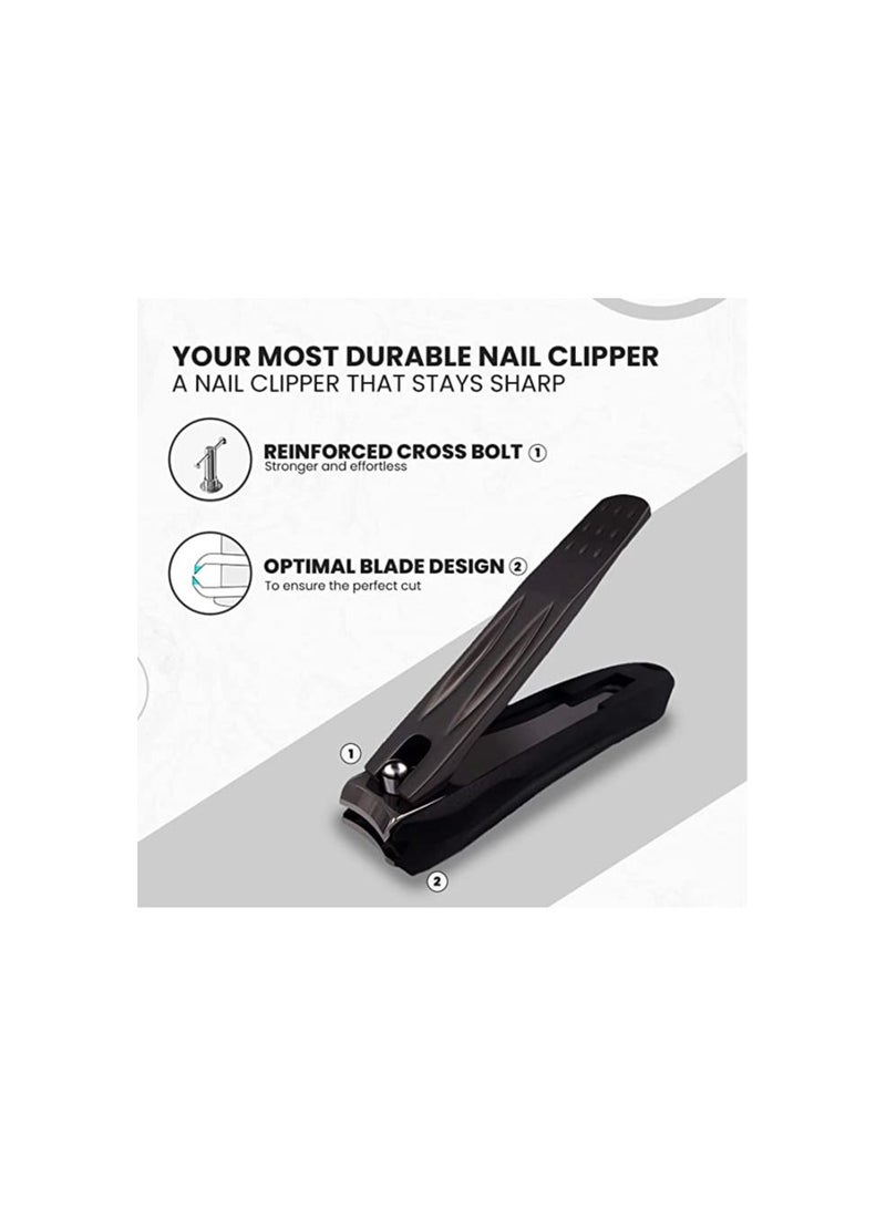 ORiTi مقص أظافر دقيق مع أداة التقاط الأظافر بدون رذاذ، أدوات مانيكير من الفولاذ المقاوم للصدأ باللون الأسود - Image 4