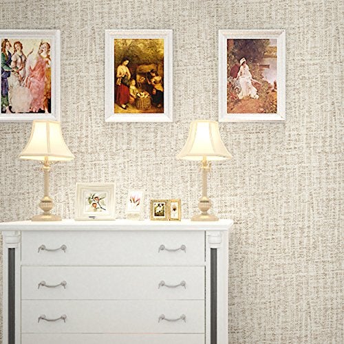 wolpin DIY Self Adhesive Wall Stickers Wallpaper (45 x 600 CM, Beige) | for Bedroom Faux Grasscloth Modern Living Room Decor Textured Wall Covering DIY Decals - Image 5