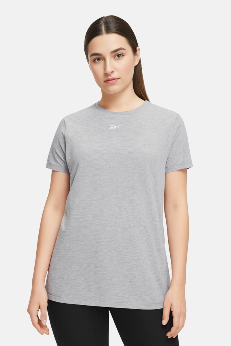 Reebok Women Plus Size Short Sleeves Training T-Shirt, Light Grey - Image 1