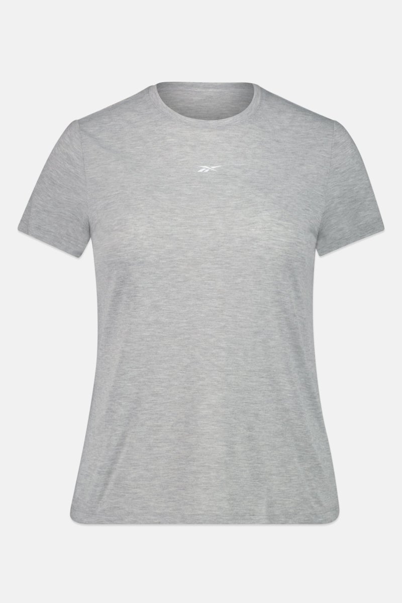 Reebok Women Plus Size Short Sleeves Training T-Shirt, Light Grey - Image 3