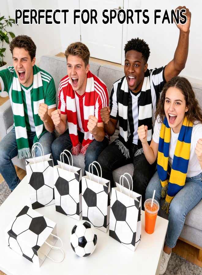 أكياس هدايا لحفلات كرة القدم، 12 كيس هدايا لحفلات كرة القدم، أكياس ورقية للحلوى والوجبات الخفيفة بمقابض، مثالية لحفلات كرة القدم، هدايا أعياد الميلاد، الألعاب، والفعاليات الرياضية. - Image 2