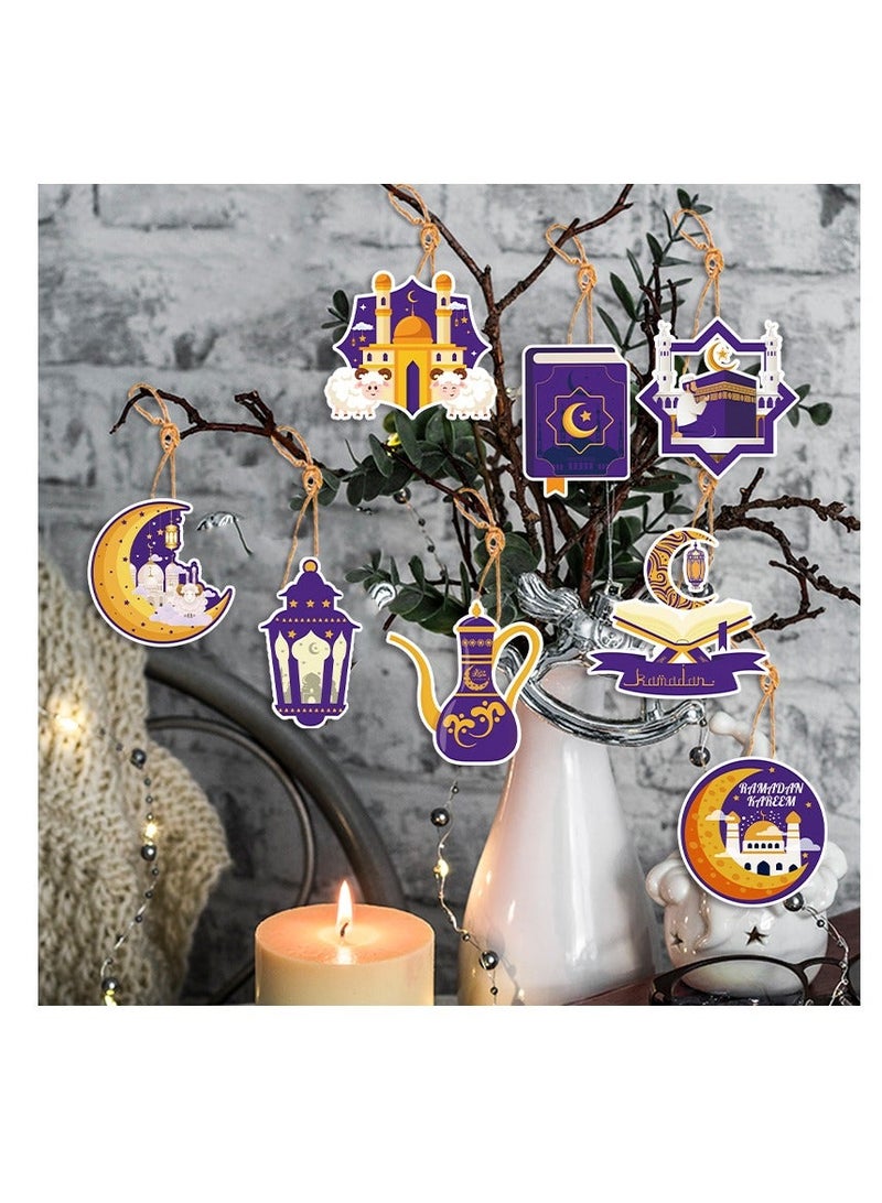 واي آند دي 24 قطعة من قلادات ورقية معلقة ”رمضان كريم عيد مبارك“، زينة احتفالية للمنزل وحفلات العيد، مستلزمات أساسية للأعياد الإسلامية - Image 1