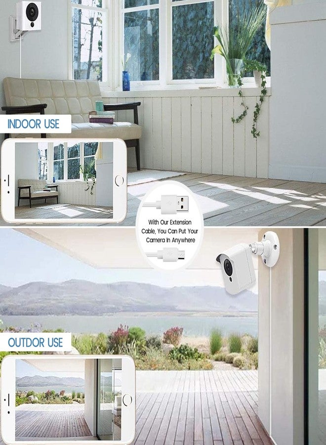 Smays 4-Pack 25ft Security Camera Micro USB Extension Cable Compatible for Wyze Cam Pan, Blink Mini, YI Home Camera, White - Image 5