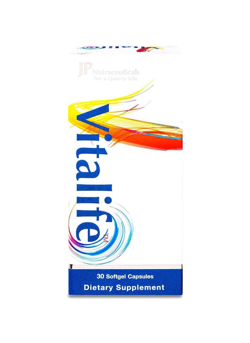 JP Neutraceuticals Vitalife Food Supplement 30 Gelatin Capsules  - Image 2