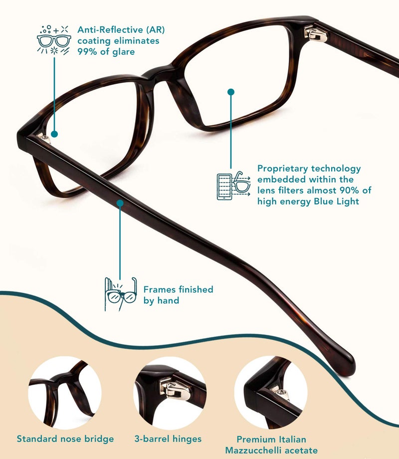 Felix Gray Carver Blue Light Glasses for Women, Blue light glasses Men – Sleep & Wellness Support, Eye Strain Relief (Mahogany) - Image 5