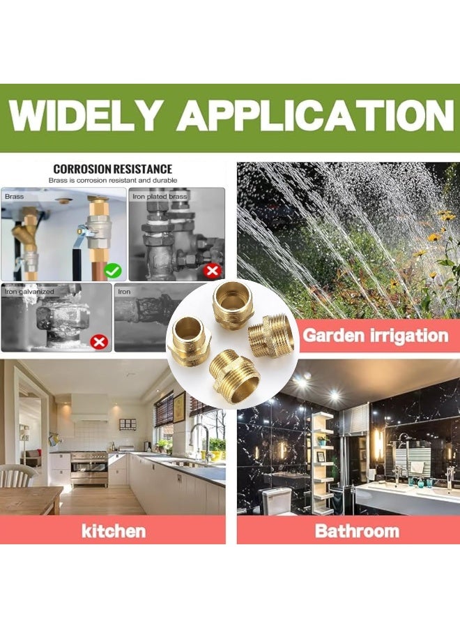 Biella 2Pcs Bsp Male To Male Solid Brass Hex Type Straight Thread Reducer Pipe Nipple With Teflon Tape, Heavy Brass Pipe Adapter Fittings Connectors Male Thread Hose (3/4 Inch To 1/2 Inch) - Image 5