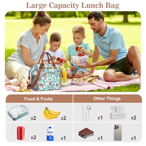 LOKASS Lunch Bag Insulated Lunch Box Wide-Open Lunch Tote Bag Large Drinks Holder Durable Nylon Snacks Organizer with Removable Shoulder Strap for Women Men Adults Work Outdoor,Sloth - Image 3