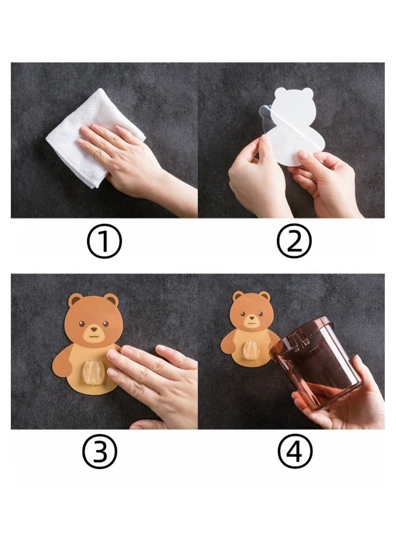 Toothbrush Holder Wall Mount (Set of 2 Pcs) Plastic Stand for Toothpaste, Comb, Brush, Cream, Lotion Kids Bathroom Cup Drain Waterproof Self-Adhesive  - Image 4
