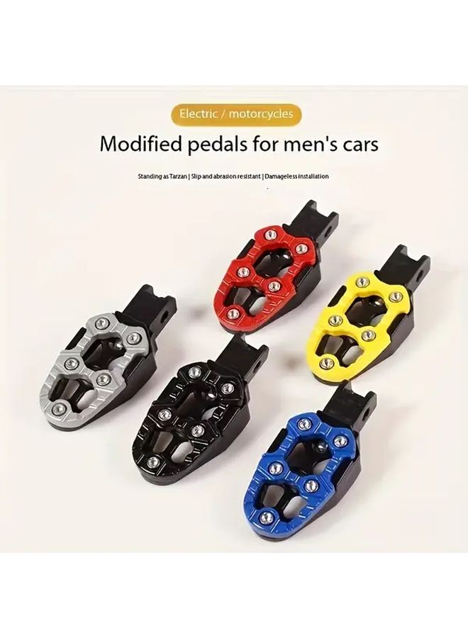 Adjustable Motorcycle Scooter Footrests Aluminum Alloy Easy Installation Blue Black - Image 2