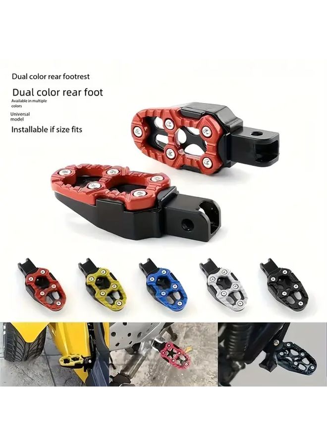 Adjustable Motorcycle Scooter Footrests Aluminum Alloy Easy Installation Blue Black - Image 1