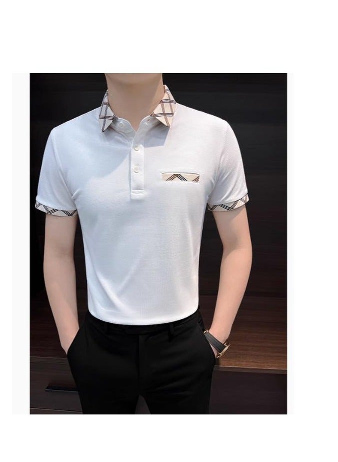 Men's Premium Contrasting Casual T-Shirt Short Sleeved Polo Shirt  - Image 1
