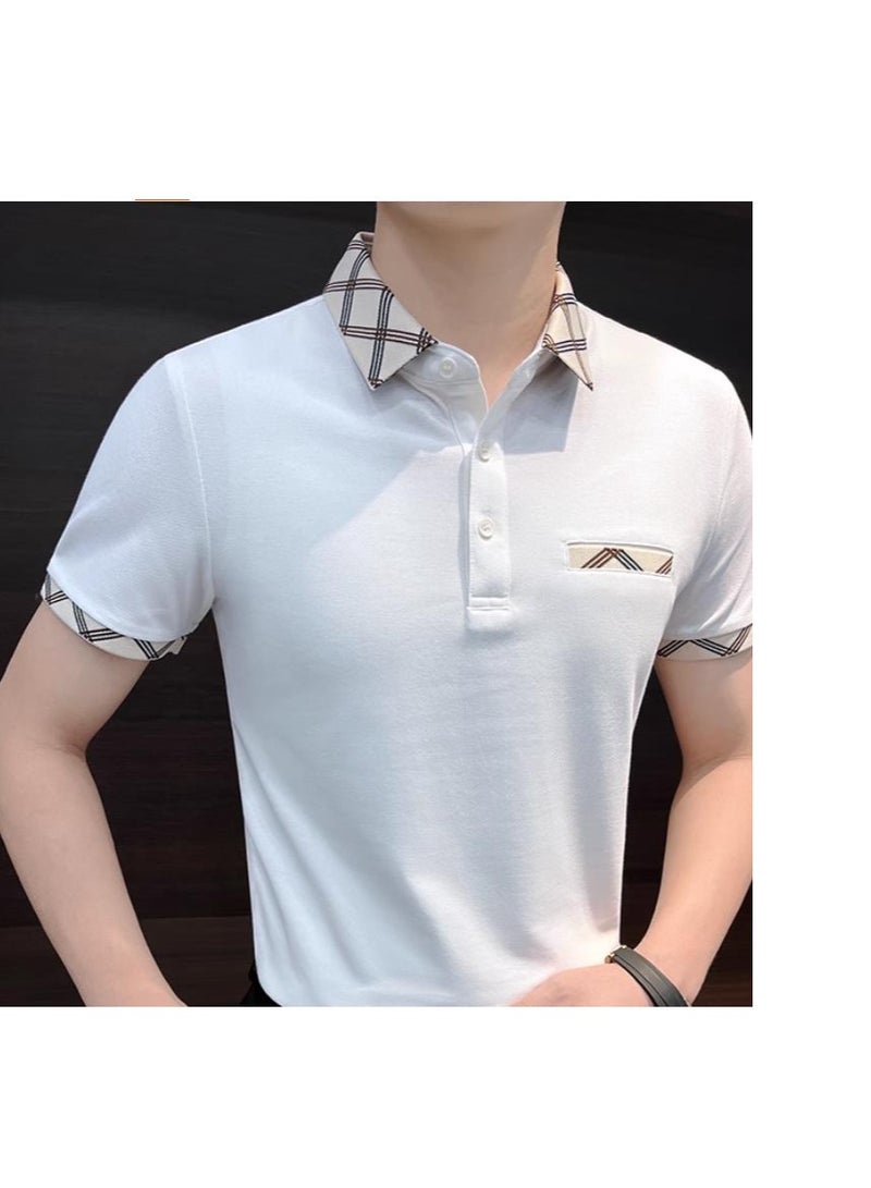 Men's Premium Contrasting Casual T-Shirt Short Sleeved Polo Shirt  - Image 2