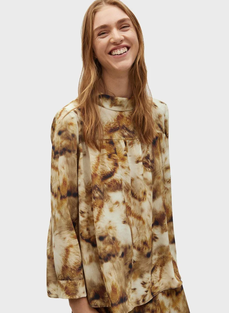 MANGO High Neck Printed Top