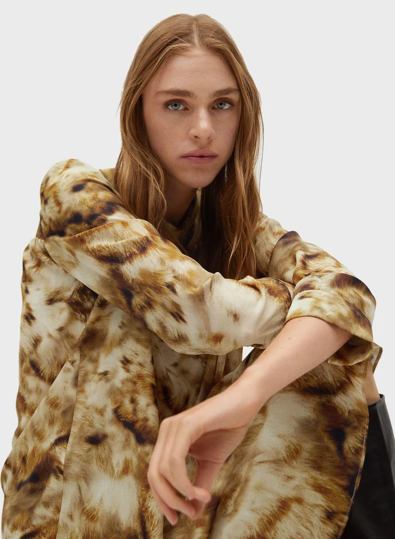 MANGO High Neck Printed Top