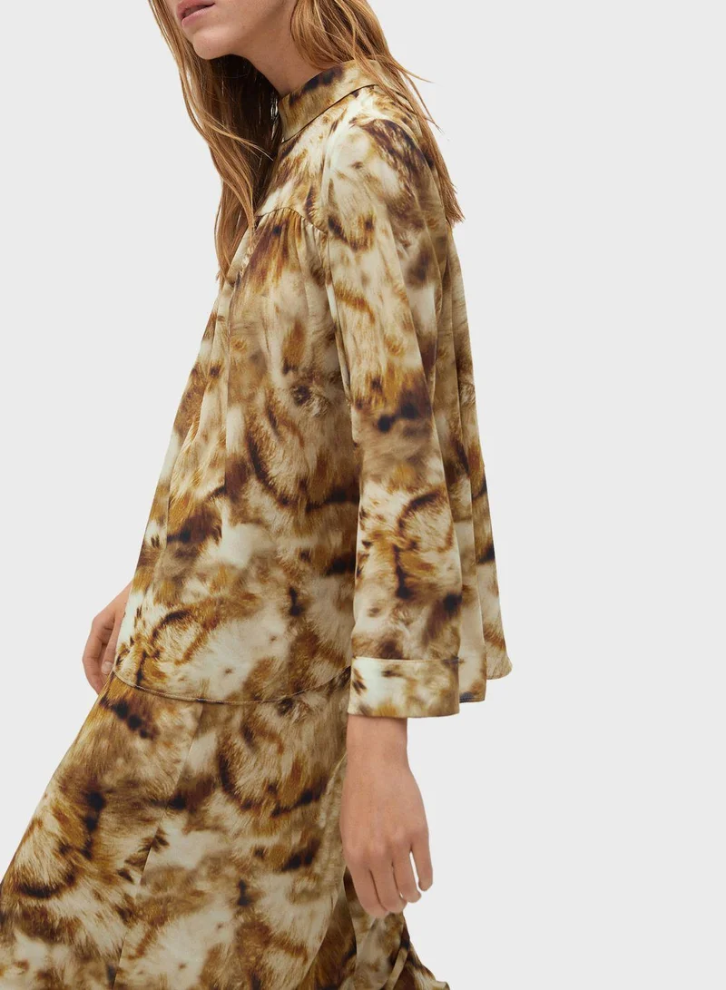 MANGO High Neck Printed Top