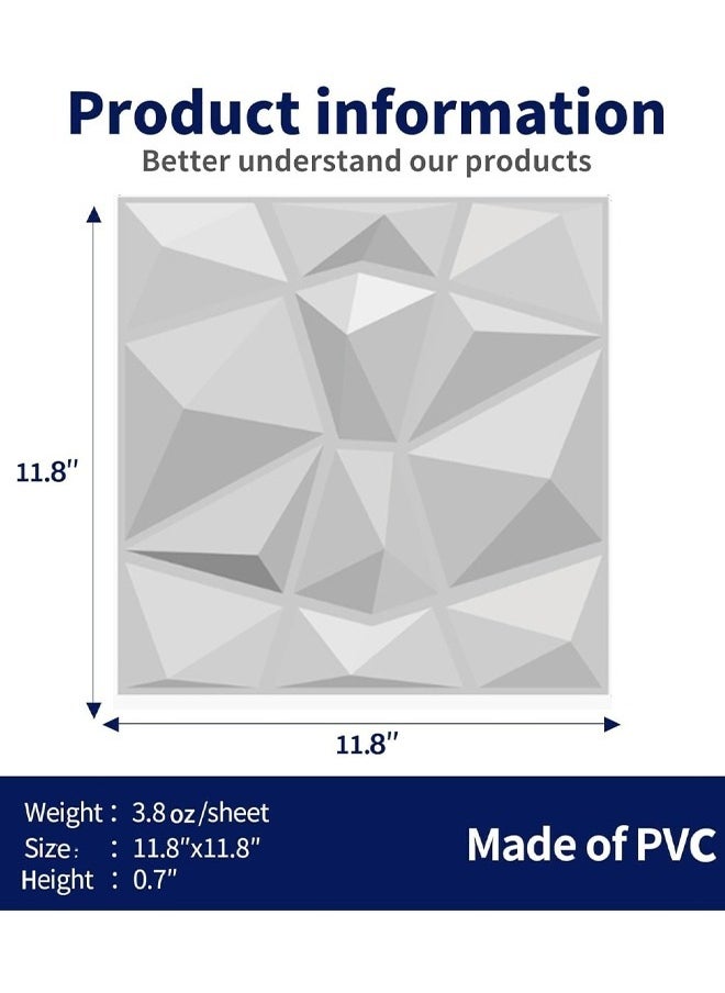 Generic 6/12Piece 3D Wall Panels, 3D Texture PVC Wallpaper, Diamond Design Decorative Wall Cover, Each 30x30cm,for Living Room Lobby Bedroom Wall Decor  - Image 2