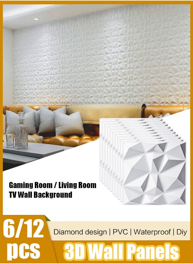 Generic 6/12Piece 3D Wall Panels, 3D Texture PVC Wallpaper, Diamond Design Decorative Wall Cover, Each 30x30cm,for Living Room Lobby Bedroom Wall Decor  - Image 1