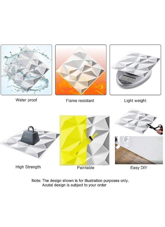 Generic 6/12Piece 3D Wall Panels, 3D Texture PVC Wallpaper, Diamond Design Decorative Wall Cover, Each 30x30cm,for Living Room Lobby Bedroom Wall Decor  - Image 5