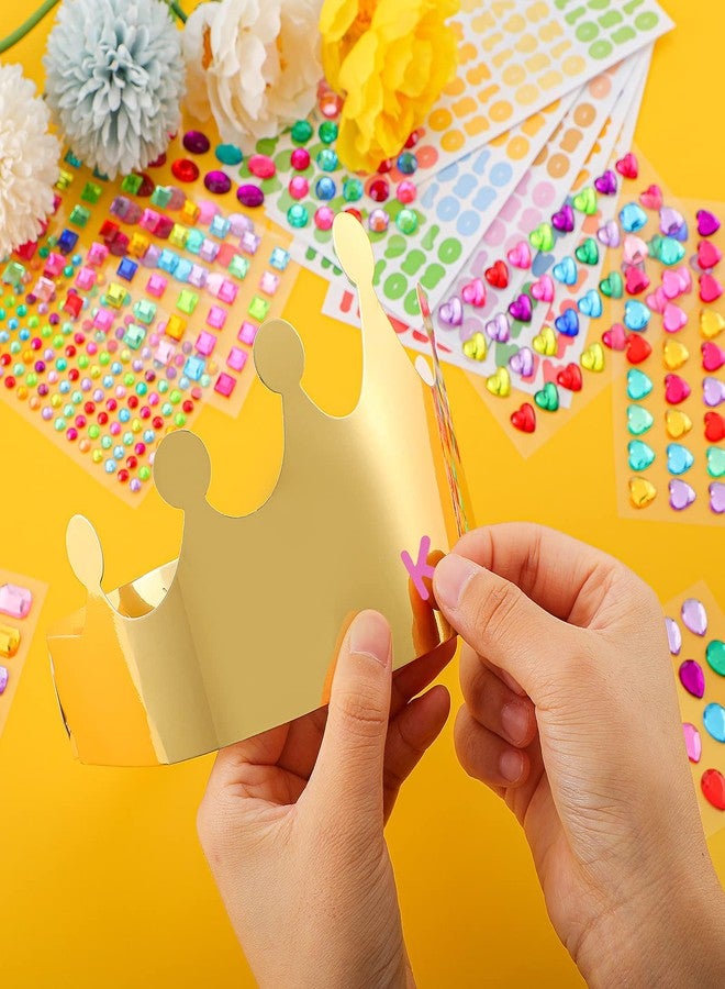 تشينكو تيجان أميرة وأمير ورقية لحفلات أعياد ميلاد الأطفال، قبعات ذهبية للأولاد والبنات، لوازم صنع التيجان بنفسك (نمط كلاسيكي، 34 قطعة) - Image 5