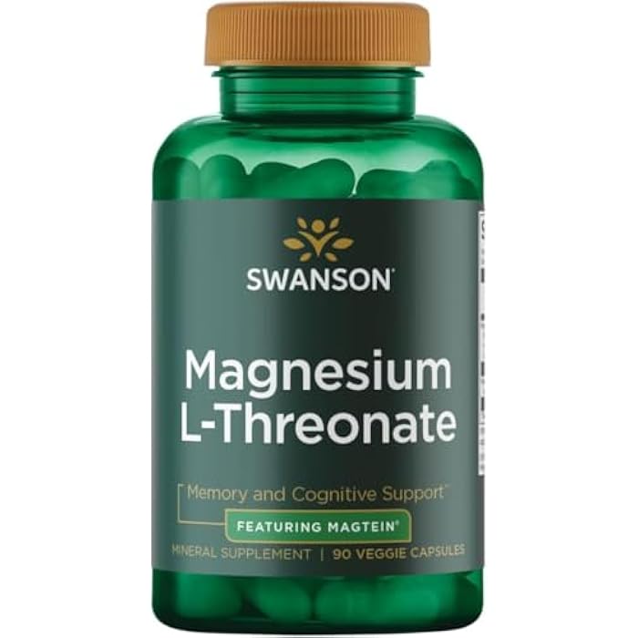 Swanson Magnesium L-Threonate Brain and Cognitive Health Supplement for Professionals Seeking Mental Clarity - 96 mg Magnesium per Serving (90 Vegan Capsules) - Image 1