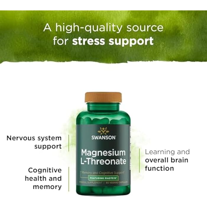 Swanson Magnesium L-Threonate Brain and Cognitive Health Supplement for Professionals Seeking Mental Clarity - 96 mg Magnesium per Serving (90 Vegan Capsules) - Image 4