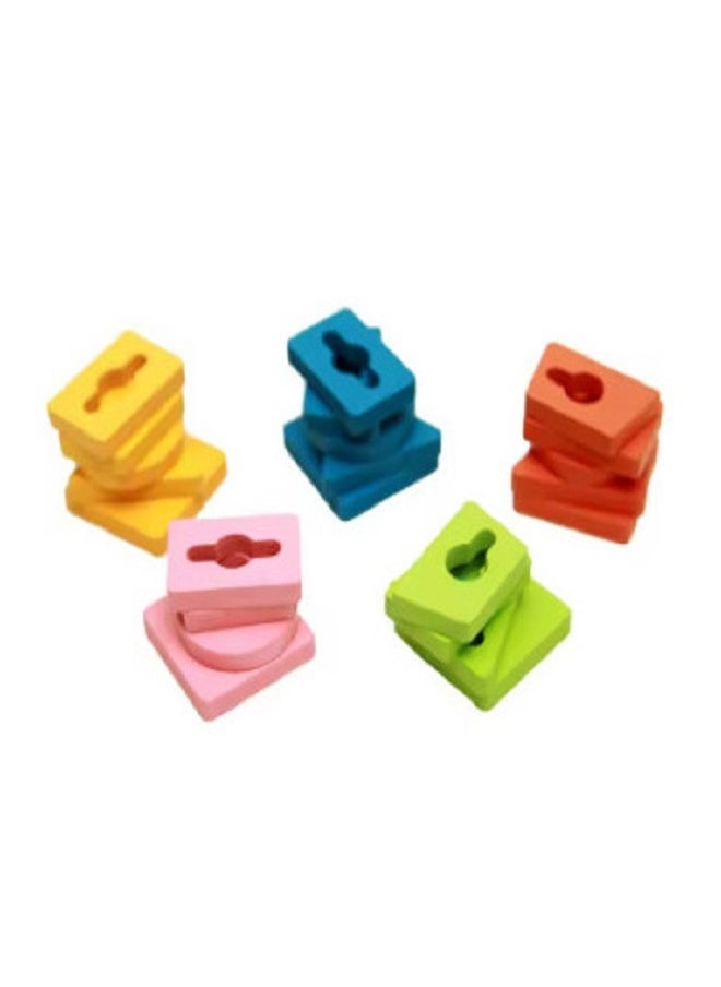 Baby Wooden Toys Educational Materials Engineering 5 Column Matching Color Shape Wooden Toy  - Image 4