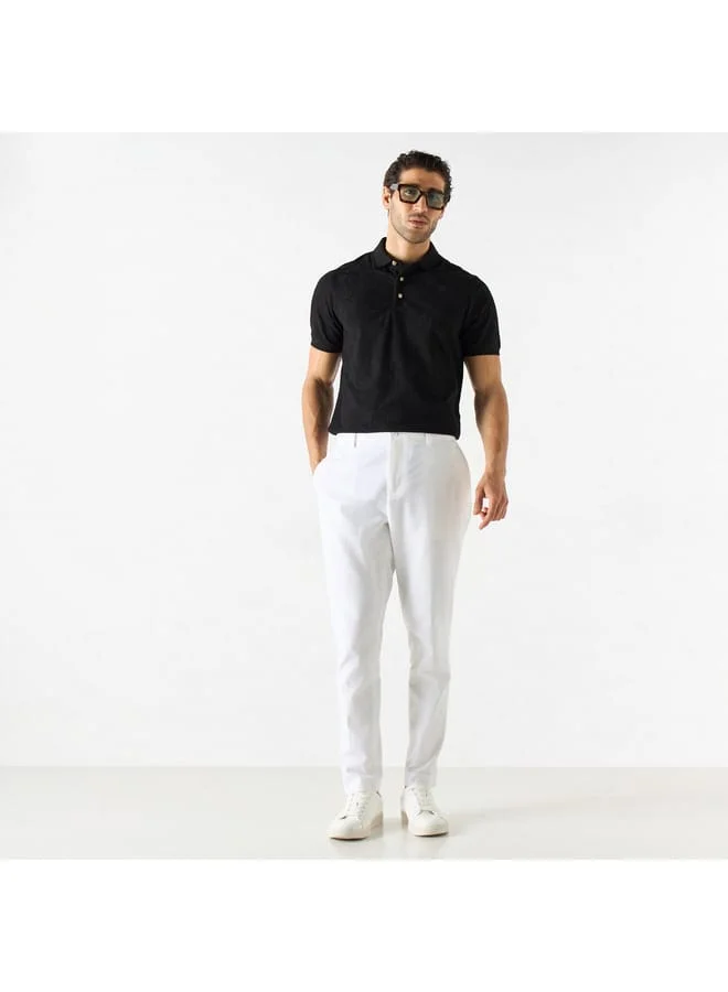 Iconic Iconic Textured Polo T-shirt with Short Sleeves