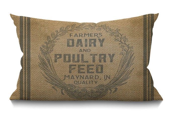 Throw Pillow Case Vintage Burlap Feed Sack Lumbar Pillow Cover Modern Farmhouse Cushion Case Home Decor for Living Room Patio Sofa Couch Chair Oblong 12 x 20 Inch