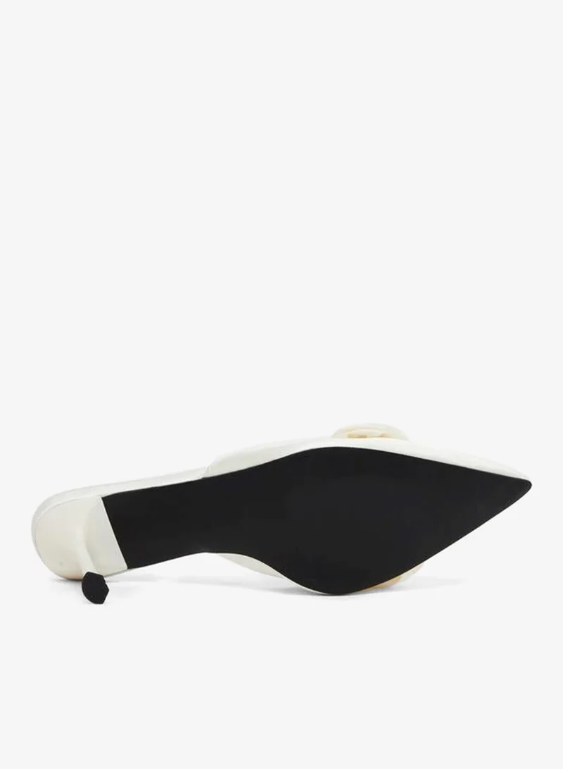 Styli  Women White Floral Detail Mules for Women | Best Price UAE