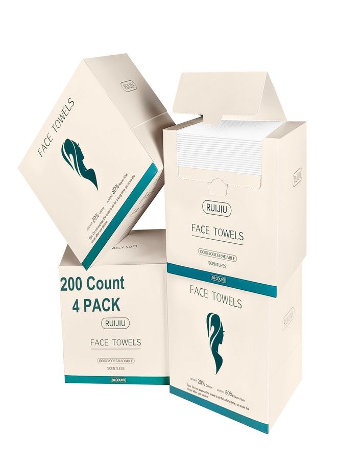 RUIJIU 200 Count 4 PACK Disposable Face Towel, Large Size 10"X 12", Disposable Face Cloths, 100% Biodegradable Towel, Skin Soft and Thick for Washing Face - Image 1