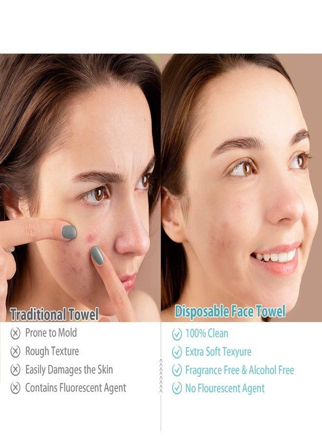 RUIJIU 200 Count 4 PACK Disposable Face Towel, Large Size 10"X 12", Disposable Face Cloths, 100% Biodegradable Towel, Skin Soft and Thick for Washing Face - Image 2