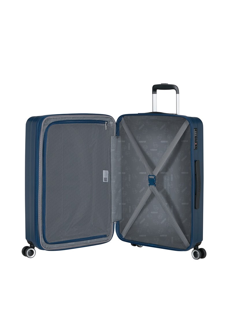 AMERICAN TOURISTER Aerojoy Suitcase, Check-In Size 66 cm / 25 inch, 4 Wheels, Hard Top, ABS, Dark Blue|TSA Lock|Inner Mesh Zippered Divider|Expandable|Cross Ribbons|Lightweight - 3 Years International Warranty - Image 5
