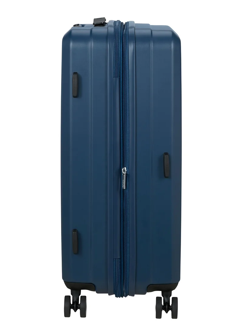 American Tourister 66 cm / 24 inch Aerojoy Suitcase, Check-In Size 66 cm / 25 inch, 4 Wheels, Hard Top, ABS, Dark Blue|TSA Lock|Inner Mesh Zippered Divider|Expandable|Cross Ribbons|Lightweight - 3 Years International Warranty  | Best Price UAE