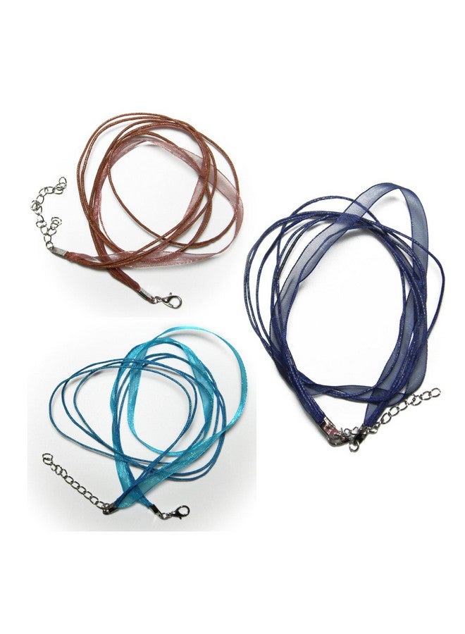 All In One 12 Colors Organza Ribbon Waxen Cord With Lobster Clasp Necklaces 43Cm (17Inch) Mix Color 25Pcs - Image 5