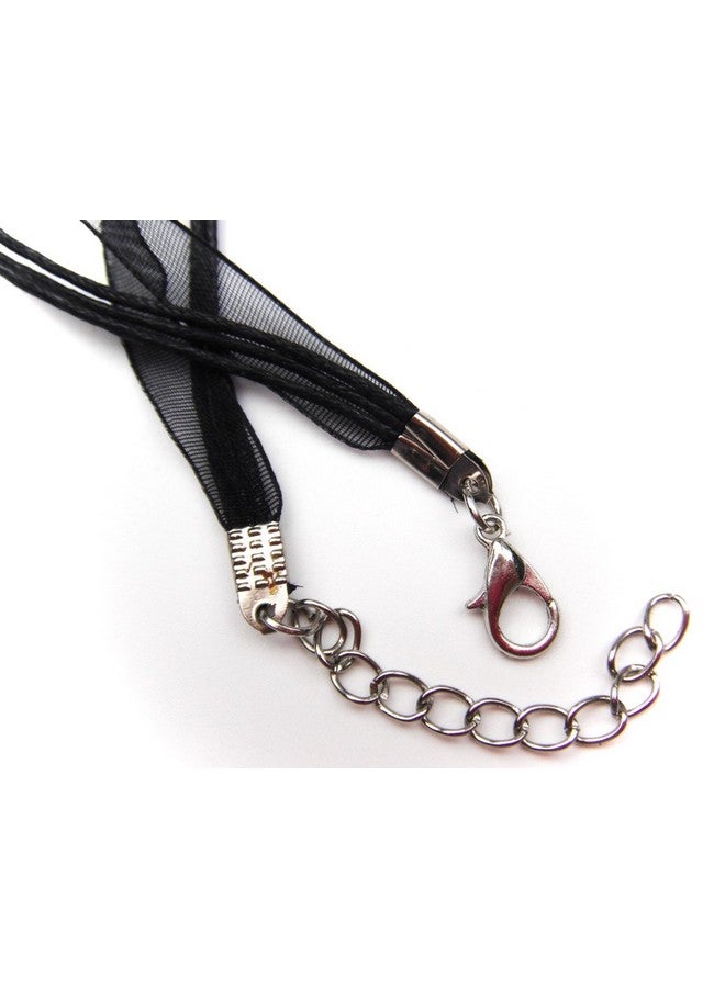 All In One 12 Colors Organza Ribbon Waxen Cord With Lobster Clasp Necklaces 43Cm (17Inch) Mix Color 25Pcs - Image 3