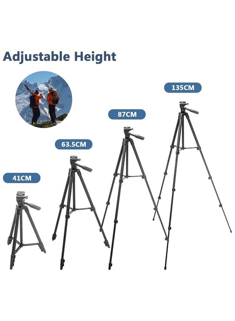TYCOM Phone Tripod 53" Extendable Phone Tripod Lightweight Travel Tripod with Bluetooth Remote Shutter Portable Pouch & 1/4" Standard for iPhone Android Phones Camera & Projector Black  - Image 2