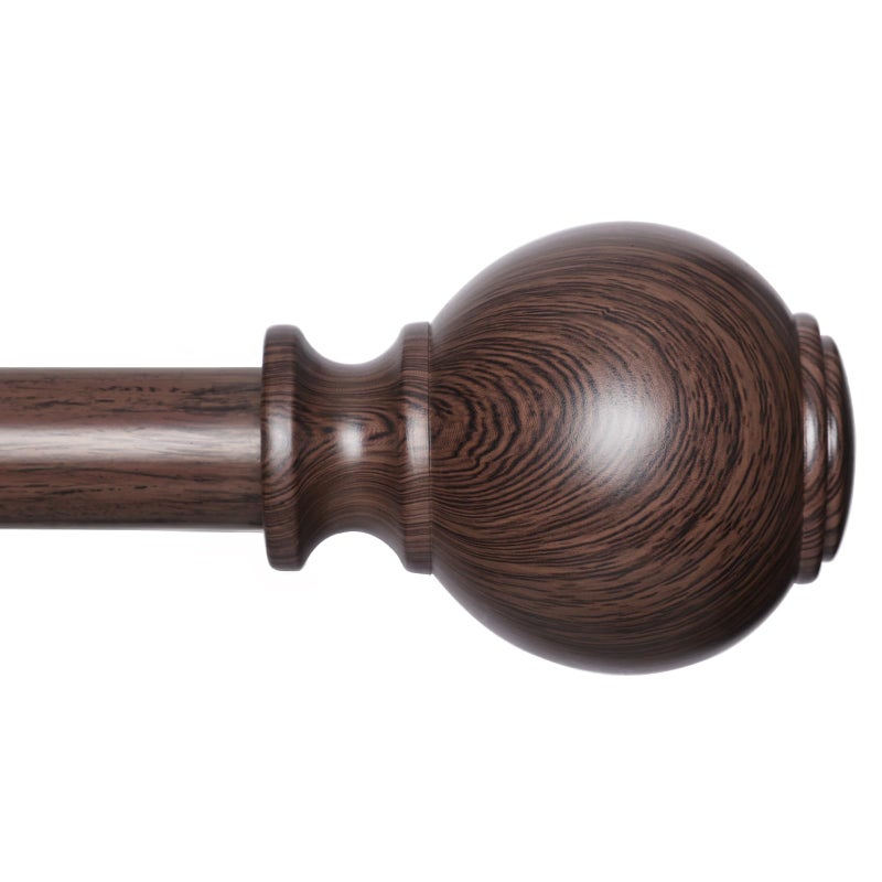 ZNONOX Wood Curtain Rods for Windows 28 to 48 Inches,1 inch Heavy Duty Window Curtain Rod with Imitation Wood Grain Finials,Decorative Drapery Rods Adjustable, 28"-58"(2.3-4.8ft), Bronze Wood - Image 1